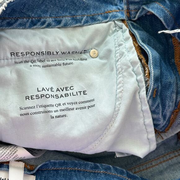 FRAME Sea Cut Off Waist Maxi Denim Skirt Raw Hem Front Slit 26 - Picture 9 of 15